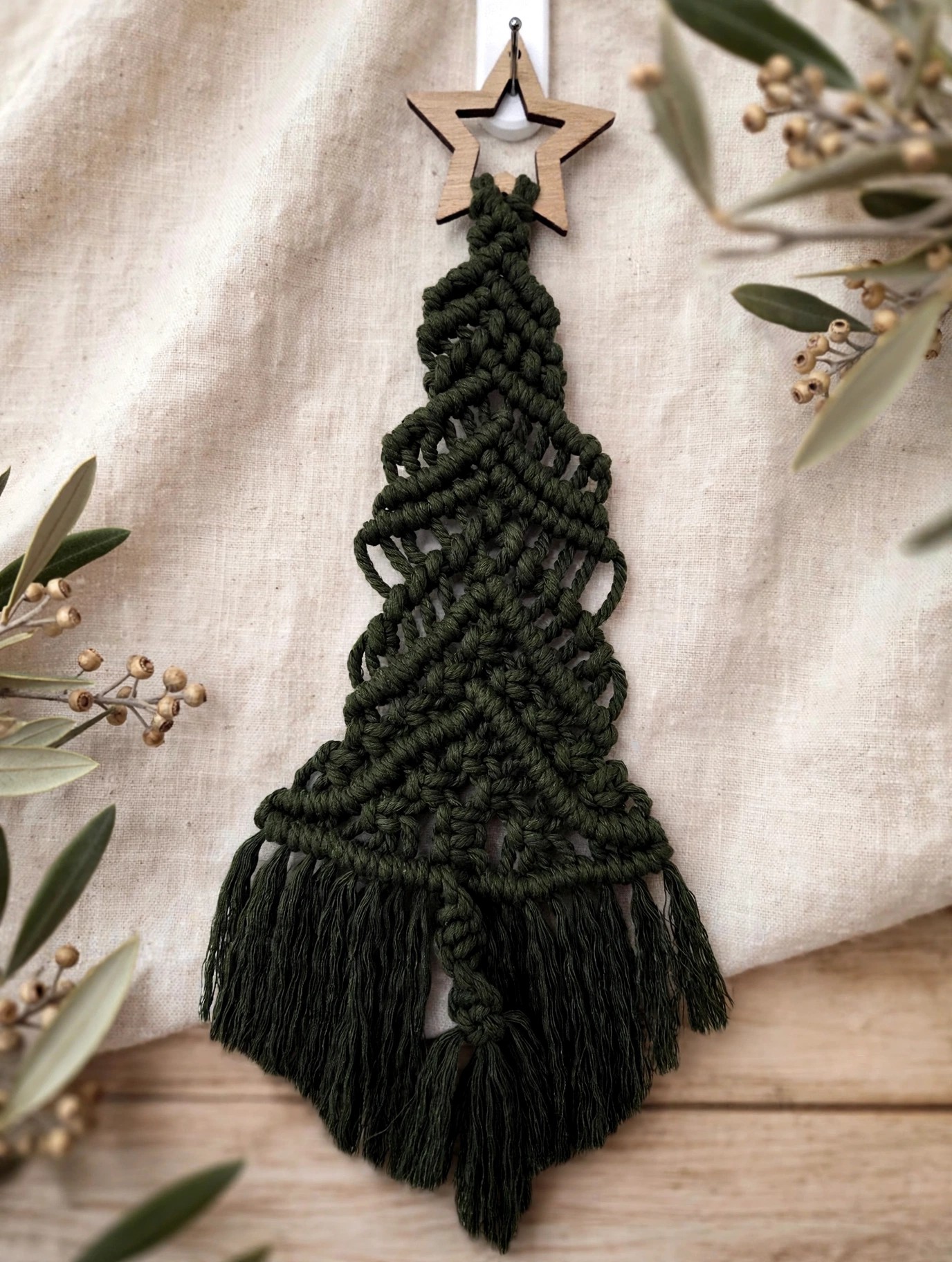 Dark Green Macramé Christmas Tree (Version 3)