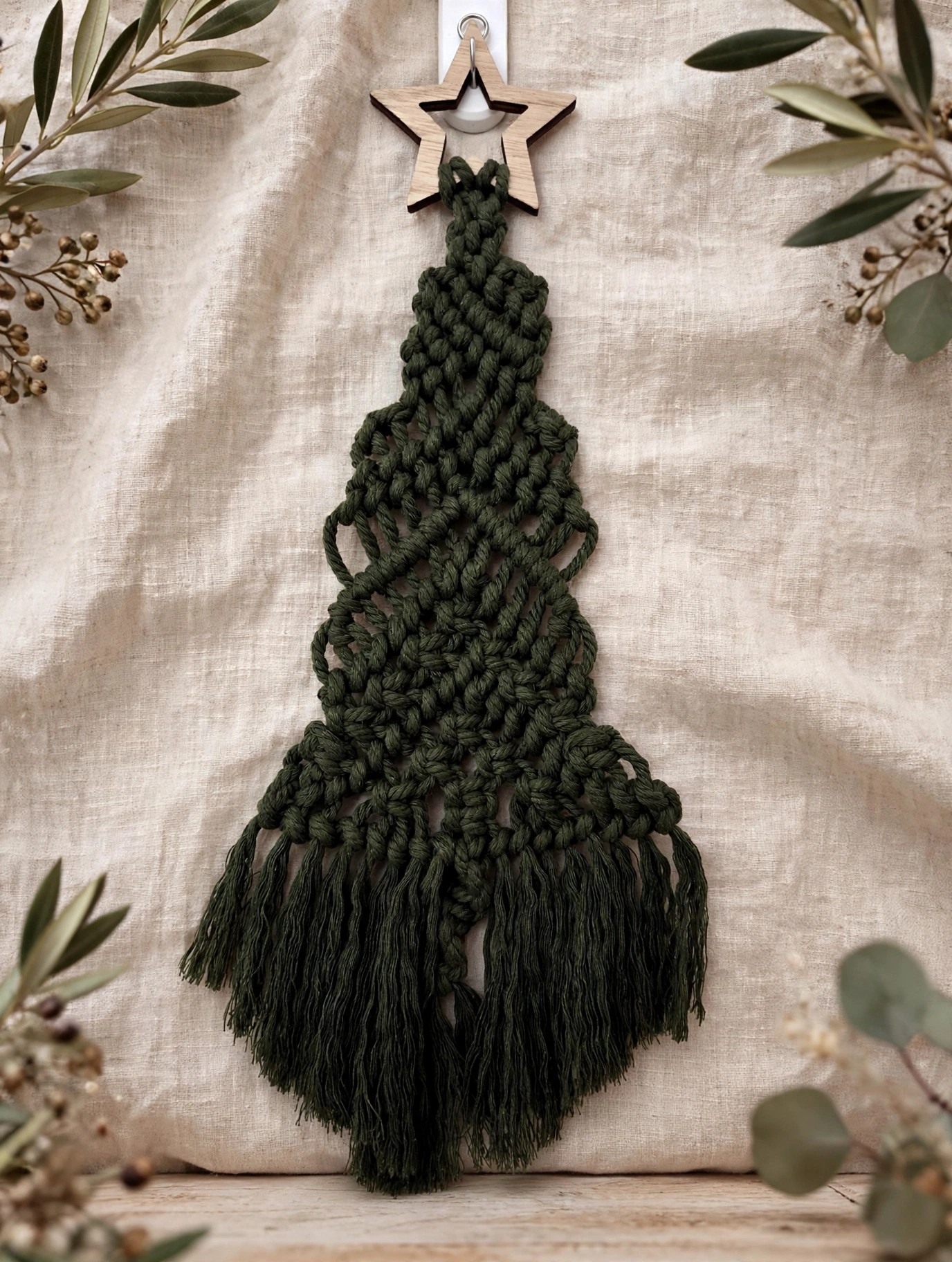Dark Green Macramé Christmas Tree (Version 4)