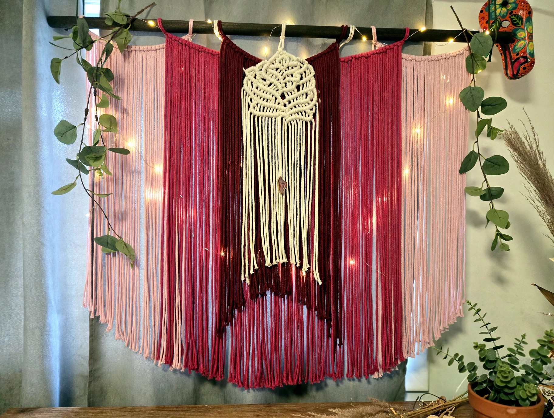 Large Pink & Burgundy Wall Hanging